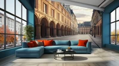 A street view of the Place des Vosges, Paris oldest planned square, with its beautiful arcades. Wall mural