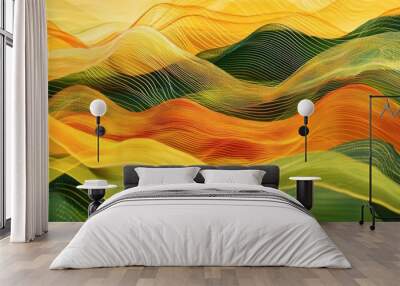 Abstract Waves of Colorful Flowing Patterns Wall mural