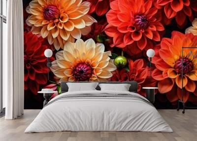 Dahlia flower mature and magnificent closeup created with Generative AI technology. Wall mural