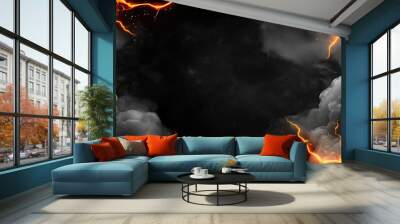 Dynamic abstract fire sparks texture with flying embers on a dark background, capturing vibrant orange colors in motion Wall mural