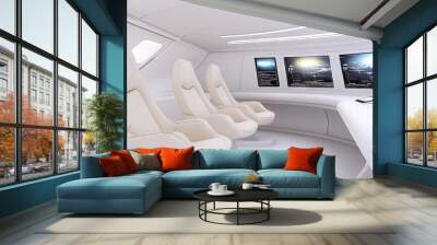 Exploring the moon: A futuristic spaceship control room with advanced displays and intricate technology Wall mural