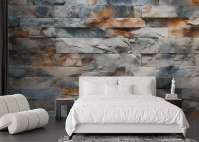 Game texture stones, pebbles, rock wall seamless pattern created with Generative AI technology Wall mural