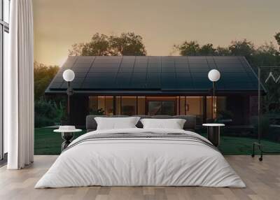 Harnessing the Sun: A Modern Home With Solar Power Wall mural