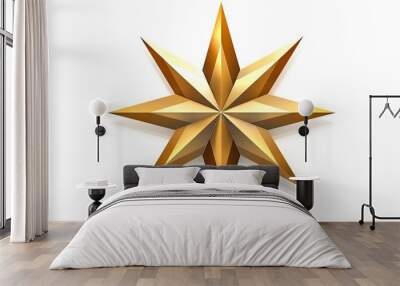 Macro of gold Christmas star isolated on white background created with Generative AI technology Wall mural