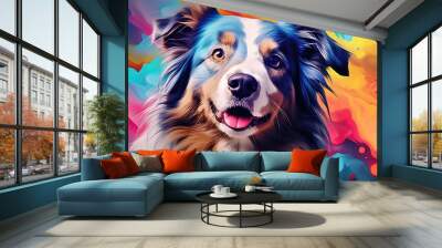 vibrant and iconic style of pop art to create bold and eye-catching portraits of pets dog. Wall mural