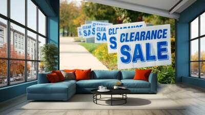 Clearance Sale Signs in a Row Picture Wall mural