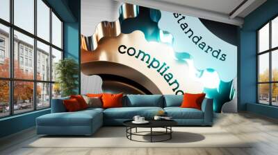 Compliance - gears concept - 3D illustration Wall mural