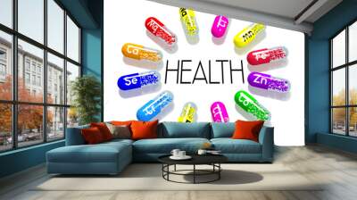 Health concept - colorful pills Wall mural