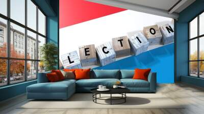 Luxembourg - elections concept - wooden blocks and country flag - 3D illustration Wall mural