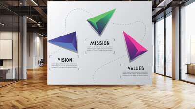 Mission, vision, values concept - geometrical graphics - vector illustration Wall mural