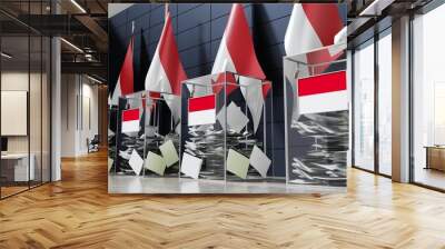 Monaco - several ballot boxes and flags - voting, election concept - 3D illustration Wall mural