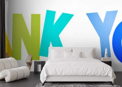 Thank you - human hands holding colorful letters Wall mural