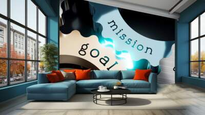 Vision, mission, goal, strategy - gears concept - 3D illustration Wall mural