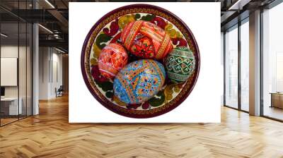 easter eggs on the tradional russian plate Wall mural