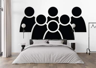 6 people icon. Group of persons. Simplified human pictogram. Modern simple flat vector icon Wall mural