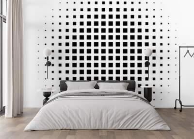 Abstract halftone gradient background circle of squares in linear arrangement. Simple stylish modern design vector element in black and white. Wall mural