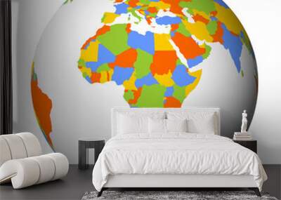 Blank political map of Africa. 3D Earth globe with colored map. Vector illustration. Wall mural