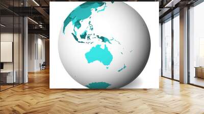 Blank political map of Australia. 3D Earth globe with turquoise blue map. Vector illustration. Wall mural