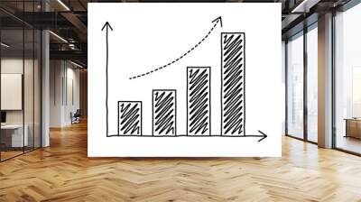 Doodle drawing growth bar chart Wall mural