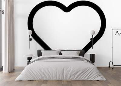 Heart icon. Symbol of love and Saint Valentines Day. Simple flat black thick outline vector shape Wall mural