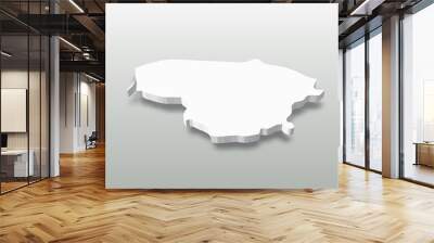 Lithuania - white 3D silhouette map of country area with dropped shadow on grey background. Simple flat vector illustration. Wall mural