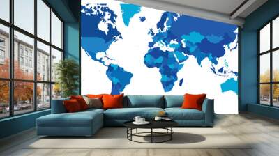 Map of World. Mercator projection. High detailed political map of countries and dependent territories. Simple flat vector illustration Wall mural