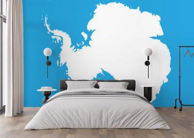 Silhouette map af Antarctica. High detailed white vector illustration isolated on blue background. Wall mural