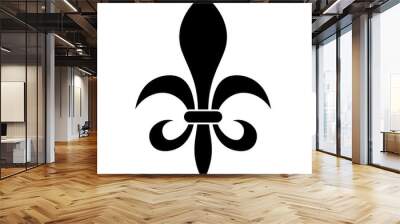 The fleur-de-lis or flower-de-luce sign of lily used as decorative design or symbol in heraldry. Simple elegant flat vector black illustration on white background. Wall mural