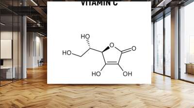 Vitamin C molecular structure. Vitamin C, ascorbic acid or ascorbate, found in fruits and vegetables. Vector structural formula of chemical compound. Wall mural