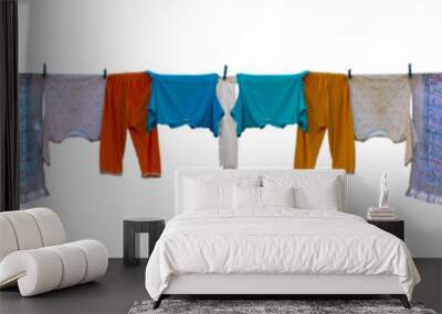 Underwear drying on a rope Wall mural