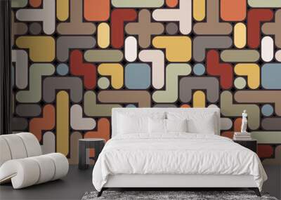 Vector abstract tetris background - vintage seamless color patte Wall mural