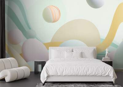 3d abstract shapes in pastel and glossy colors, perfect background for text and logo Wall mural