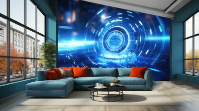 blue electronic technology background Wall mural