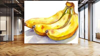 watercolor banana beautiful fruit ,white background Wall mural