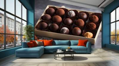 A chocolate truffle in a box Wall mural