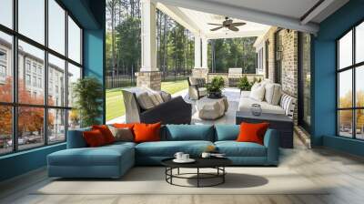 A peaceful outdoor living space alongside a ceiling fan Wall mural