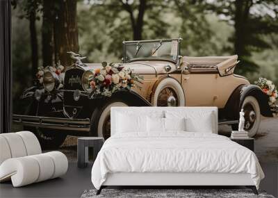 Antique wedding car Wall mural