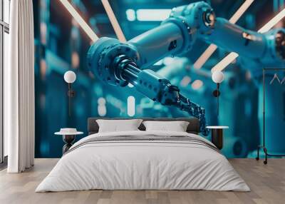 Smart industry robot arms for digital factory production technology Wall mural