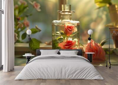 Tiny lovely glass jar with a strong sweet floral basic terms termed lily potion Wall mural