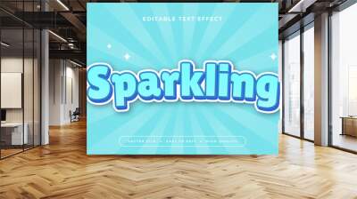 Blue and white sparkling 3d editable text effect - font style Wall mural