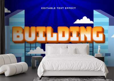 Blue orange and white building 3d editable text effect - font style Wall mural