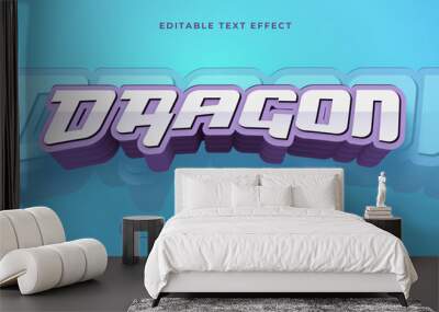 Blue purple violet and white dragon 3d editable text effect - font style Wall mural