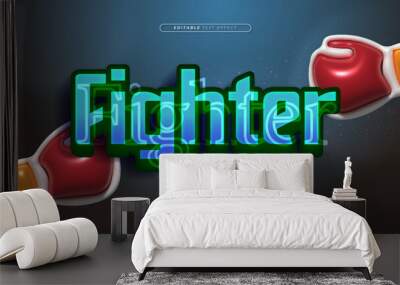 Blue red and yellow fighter 3d editable text effect - font style Wall mural