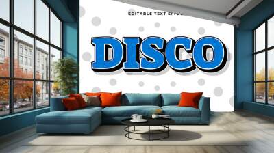 Blue white and gray grey disco 3d editable text effect - font style Wall mural