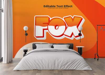 Orange and white fox 3d editable text effect - font style Wall mural