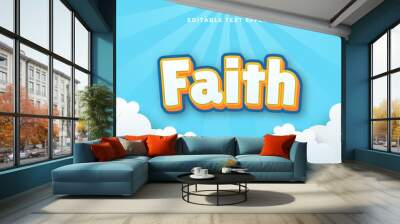 Orange blue and white faith 3d editable text effect - font style Wall mural