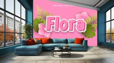 Pink white and green flora 3d editable text effect - font style Wall mural