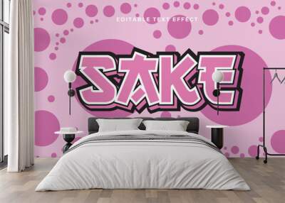 White and purple violet sake 3d editable text effect - font style. Japan japanese text effect Wall mural