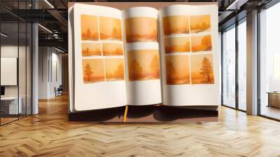 Pages png sketchbook mockup on transparent background Wall mural