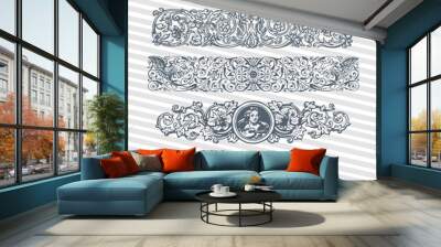 Decor ornament pattern in antique roman and baroque style with decorative design Wall mural